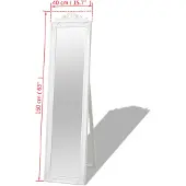 vidaXL Fristående spegel barockstil 160x40 cm vit