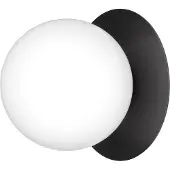 Nuura utomhusvägglampa Liila, Ø 16,5 cm, svart/opal dimbar, Svart, Metall, Skandinavisk