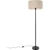QAZQA Golvlampa svart med skärm ljusbrun 50 cm - Simplo