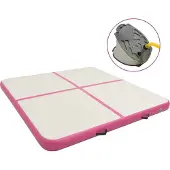 vidaXL Uppblåsbar gymnastikmatta med pump 200x200x10 cm PVC rosa