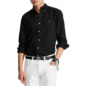 Ralph Lauren för män. 710772290001 Oxford Custom Fit Skjorta svart (M), Casual, Bomull, Lång ärm