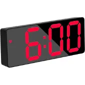 24.Se LED Väckarklocka med röda siffror - Svart