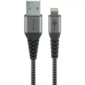 Goobay Lightning till USB-A-textilkabel med metallpluggar 0,5 m elegan