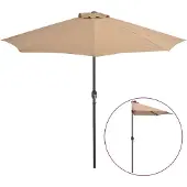 vidaXL Balkongparasoll med aluminiumstolpe taupe 270x144 cm halvrunt