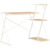 vidaXL Skrivbord med hylla vit och ek 116x50x93 cm