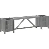 vidaXL Trädgårdsbänk med 2 odlingslådor 150 cm massivt akaciaträ grå