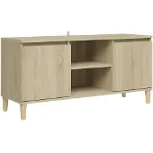 vidaXL TV-bänk med massiva ben sonoma-ek 103,5x35x50 cm