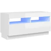 vidaXL TV-bänk med LED-belysning vit högglans 80x35x40 cm