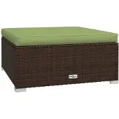 vidaXL Fotpall med dyna för trädgården brun 70x70x30 cm konstrotting