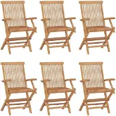 vidaXL Hopfällbara trädgårdsstolar 6 st massiv teak