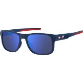 Tommy Hilfiger Wrap Mens Matte Blue Blue Mirror Solglasögon