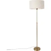 QAZQA Golvlampa justerbar brons med ljusgrå skärm 50 cm - Parte