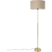 QAZQA Golvlampa justerbar guld med ljusbrun skärm 50 cm - Parte