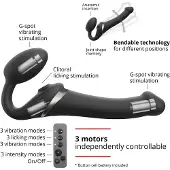 Strap-On-Me - strap-on vibrator med luftvågor - svart - M