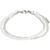 Pilgrim Armband 'BAKER' silver / pärlvit