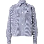 Ralph Lauren för kvinnor. 211891419001 Avskuren bomullsskjorta med blå ränder (M), Casual, Lång ärm