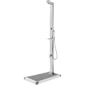 vidaXL Trädgårdsdusch med grått golv 225 cm rostfritt stål