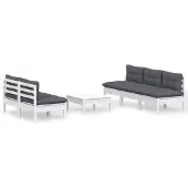 vidaXL Loungegrupp med antracit dynor 6 delar massiv furu