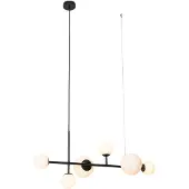 QAZQA Modern pendellampa svart med frostat glas 6-ljus - Monaco