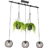 QAZQA Industriell pendellampa svart 3-ljus - Flor