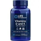 Life Extension , Vitaminer D och K med Havssjöjodin, 60 Kapslar