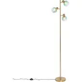 QAZQA Art Deco golvlampa guld med grönt glas 3-ljus - Vidro