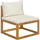 vidaXL Sektions centralsoffa med kudde Uteplats Centralsoffa Uteplatsmöbler Utomhus Trädgård White Cream Wood 311863