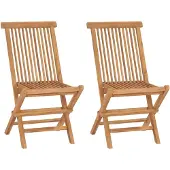 vidaXL Hopfällbara trädgårdsstolar 2 st massiv teak