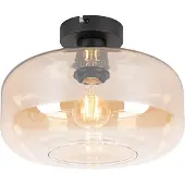 QAZQA Art Deco-taklampa svart med bärnstensglas - Bizle