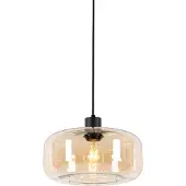 QAZQA Art Deco-pendellampa svart med bärnstensglas - Bizle