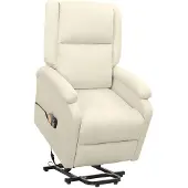 vidaXL Massagefåtölj med uppresningshjälp gräddvit tyg