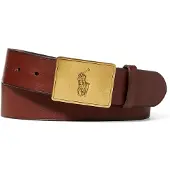 Ralph Lauren för män. 405691693002 Läderbälte med brunt hästspänne (36), Casual, Hud