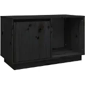 vidaXL Tv-bänk svart 74x35x44 cm massiv furu
