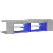 vidaXL Tv-bänk med LED-belysning grå sonoma 135x39x30 cm