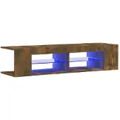 vidaXL Tv-bänk med LED-belysning rökfärgad ek 135x39x30 cm