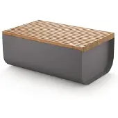 Alessi BG03DG Mattina brödlåda i stål och bambuträ, mörkgrå