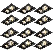 QAZQA Set med 12 infällda spotlights svarta AR111 justerbara 2-ljus - Oneon