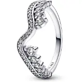 Pandora Timeless Ring Stackable Sparkling Asymmetric Wave ring 192543C01-58