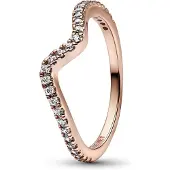 Pandora Timeless Ring Stackable Sparkling Wave 14K rose ring 182539C01-60