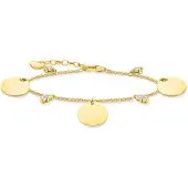 Thomas Sabo wih three discs and white stones gulfärgad armband A1962-414-39-L19V