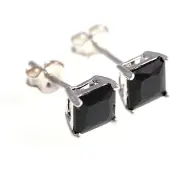 Silver Bar fyrkatingt zirkonörhängen svart 5x5 mm 3479