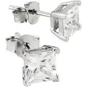 Silver Bar fyrkatigt zirkonin örhängen klar 6x6 mm 3470