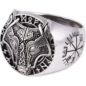 Northern Viking Jewelry Guardian Wolf ring NVJ-H-SO022_21mm