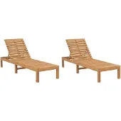 vidaXL Solsängar 2 st massiv teak