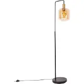 QAZQA Design golvlampa svart med mässing och bärnstensglas - Zuzanna