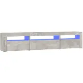 vidaXL Tv-bänk med LED-belysning Betonggrå 195x35x40 cm