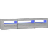 vidaXL TV-bänk med LED-belysning grå sonoma 195x35x40 cm