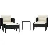 vidaXL Loungegrupp med dynor 5 delar konstrotting svart