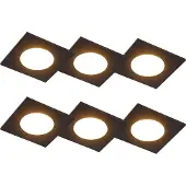 QAZQA Set med 6 infällda spotlights svart inkl LED 3-stegs dimbar IP65 - Simply