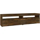 vidaXL Tv-bänkar med LED-belysning 2 st rökfärgad ek 75x35x40 cm